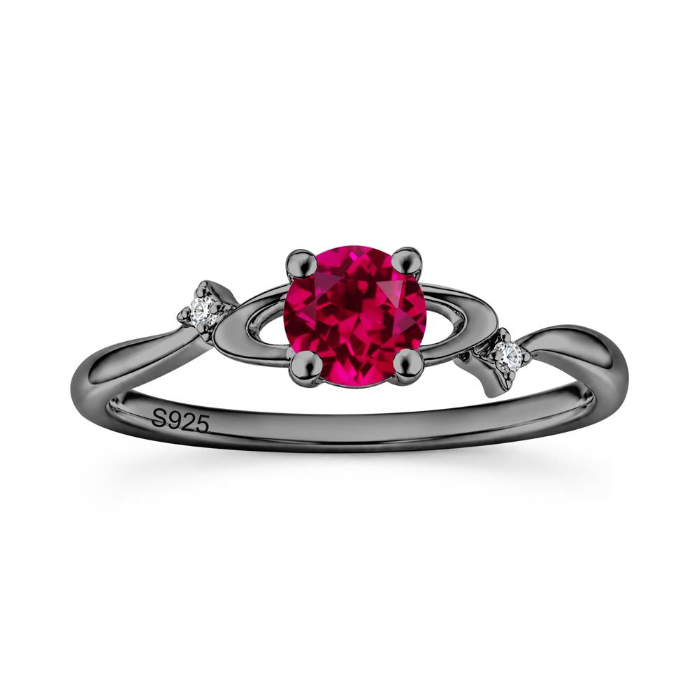 Petite Round Cut Garnet Star Orbit Ring - LUO Jewelry #gemstone_Ruby