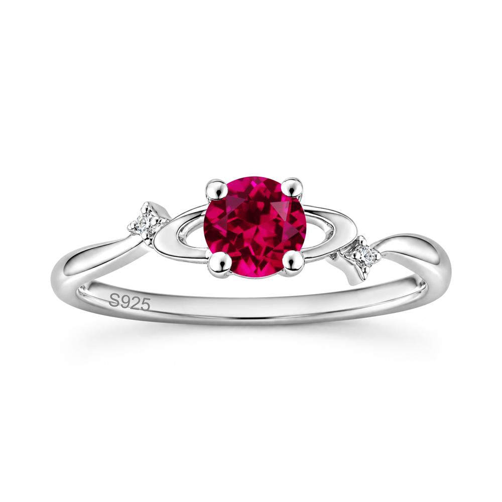 Petite Round Cut Garnet Star Orbit Ring - LUO Jewelry #gemstone_Ruby