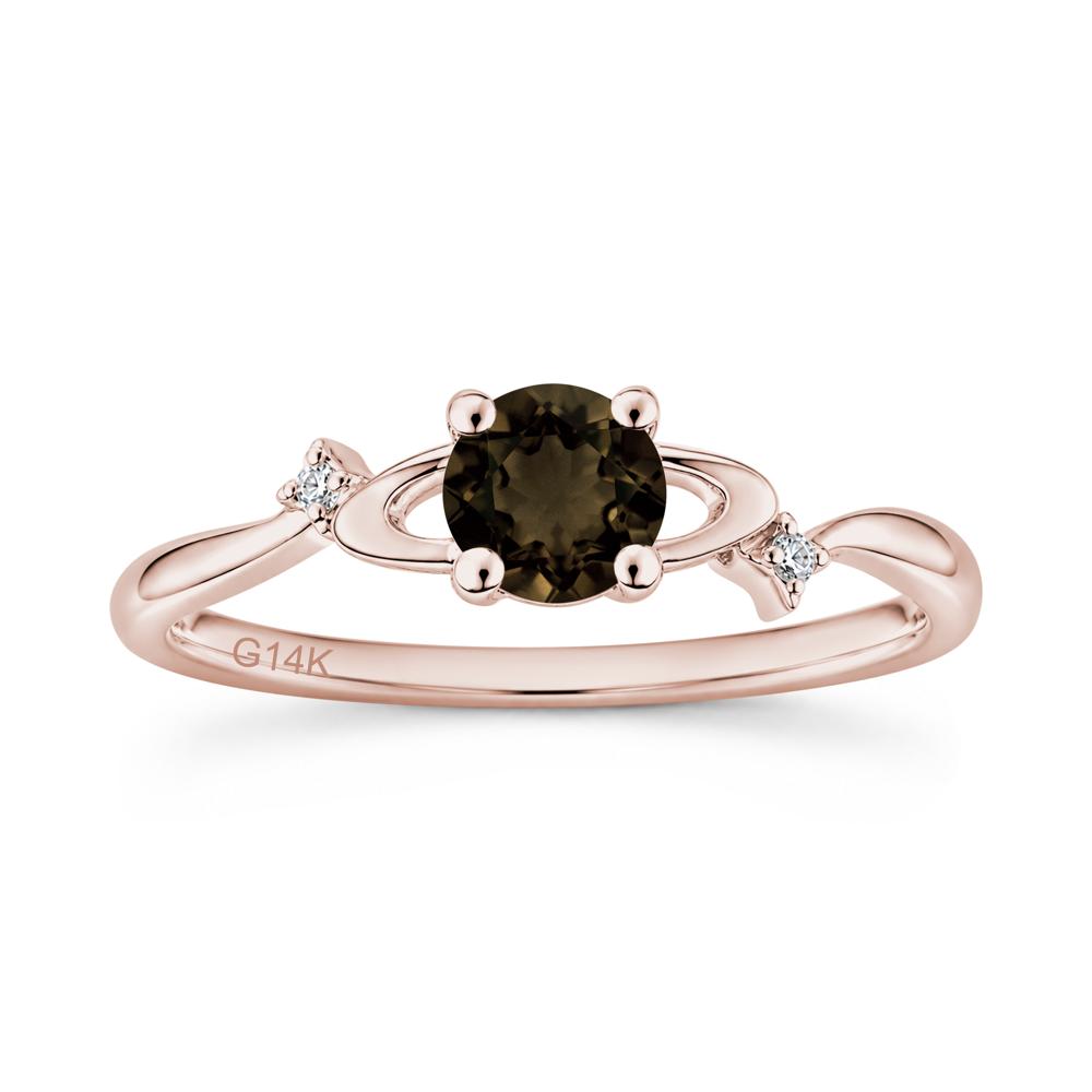 Petite Round Cut Garnet Star Orbit Ring - LUO Jewelry #gemstone_Smoky Quartz