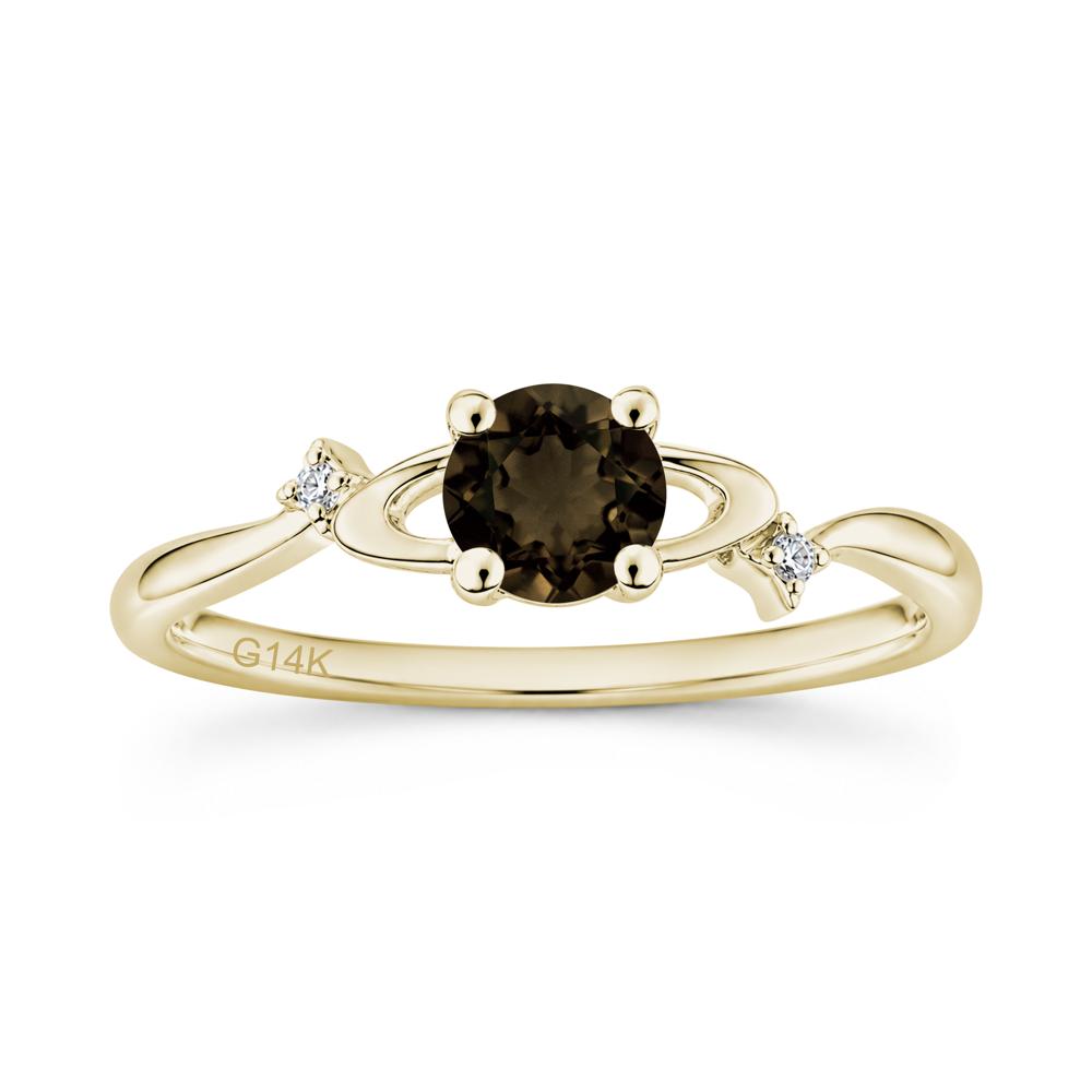 Petite Round Cut Garnet Star Orbit Ring - LUO Jewelry #gemstone_Smoky Quartz
