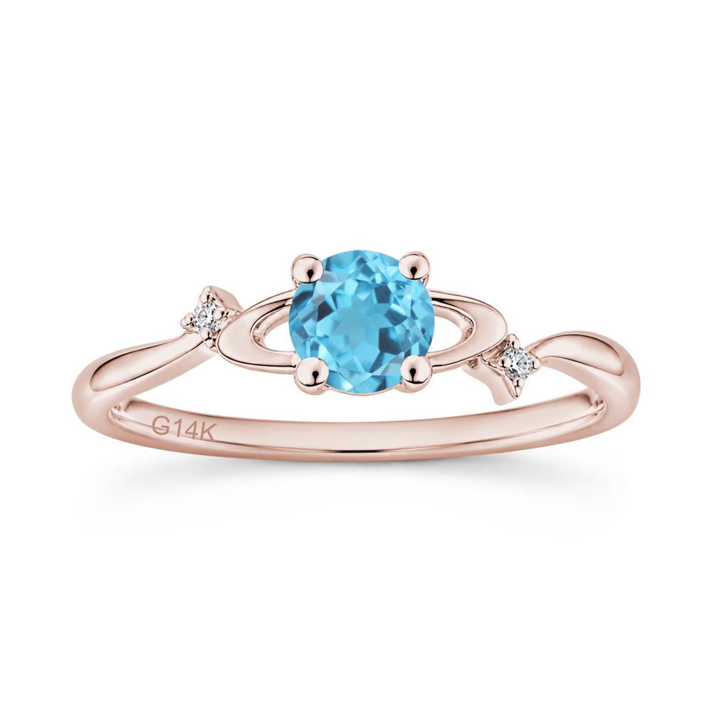Petite Round Cut Garnet Star Orbit Ring - LUO Jewelry #gemstone_Swiss Blue Topaz