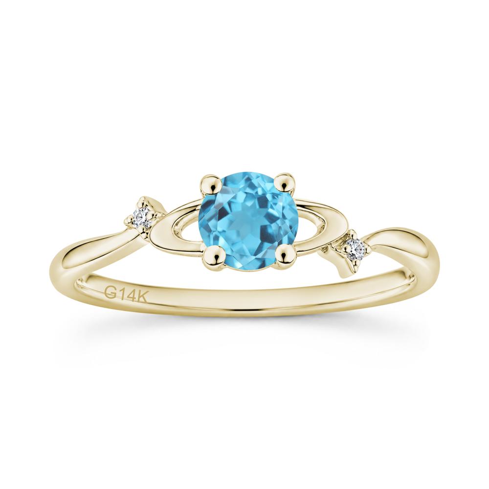Petite Round Cut Garnet Star Orbit Ring - LUO Jewelry #gemstone_Swiss Blue Topaz