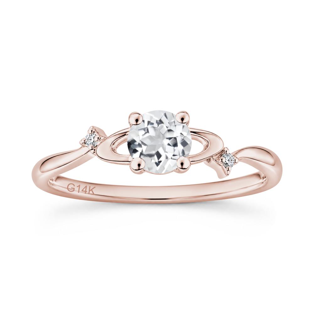 Petite Round Cut Garnet Star Orbit Ring - LUO Jewelry #gemstone_White Topaz