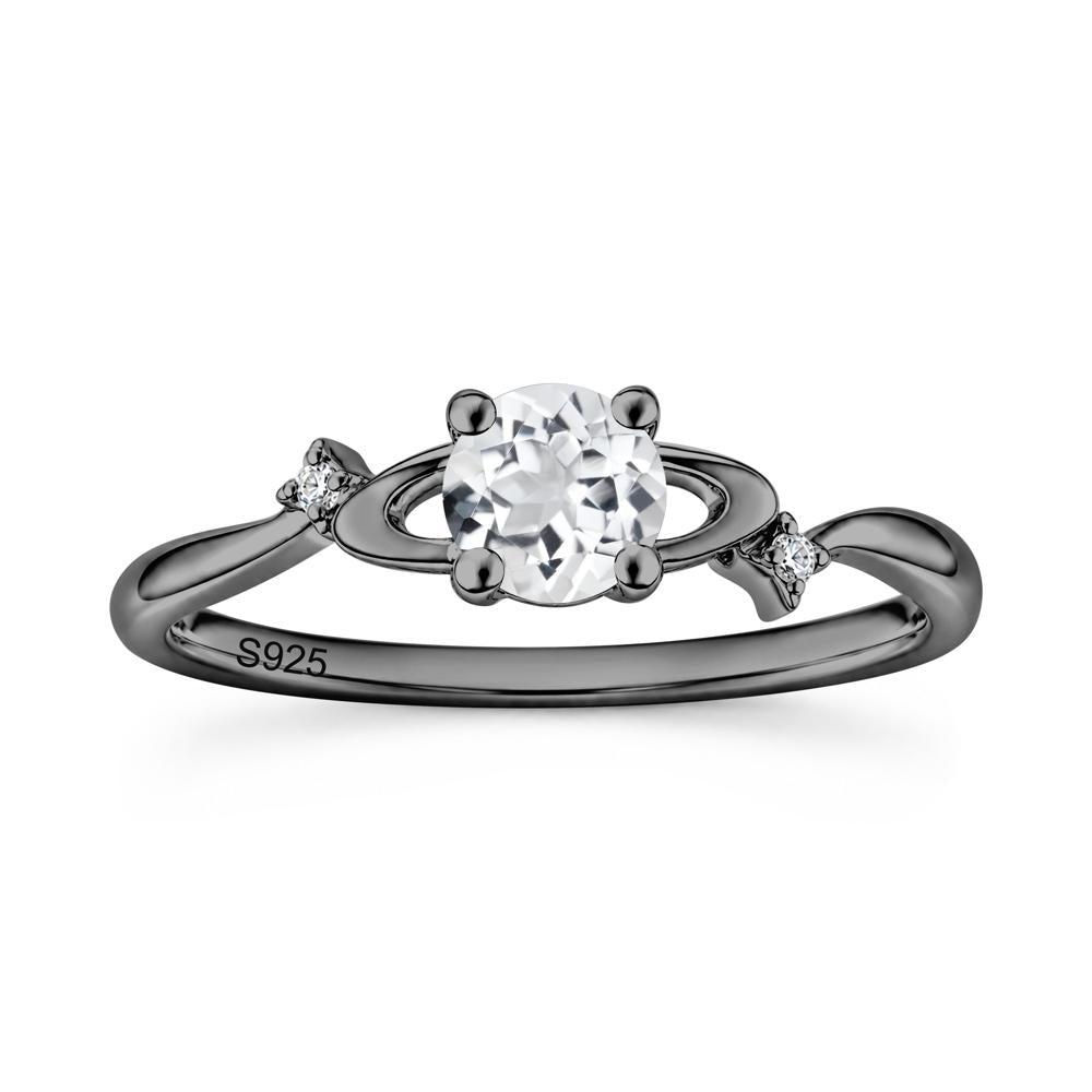Petite Round Cut Garnet Star Orbit Ring - LUO Jewelry #gemstone_White Topaz