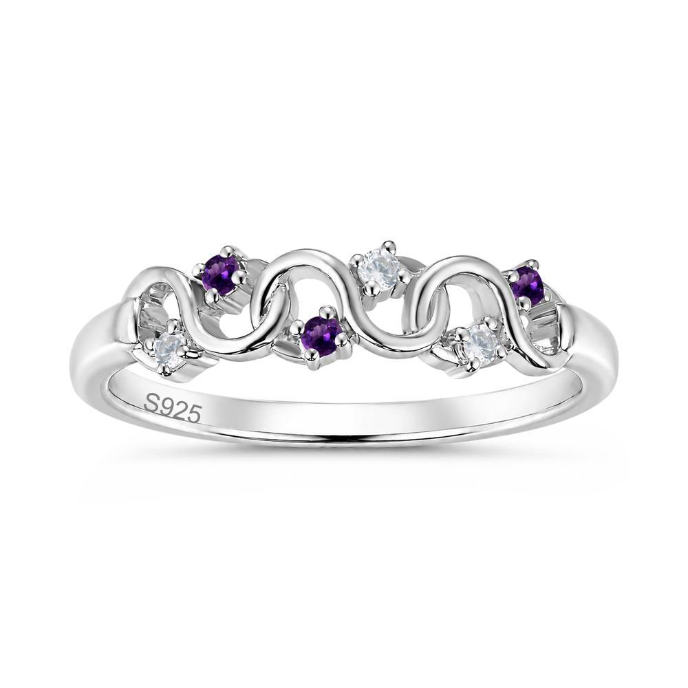 Cubic Zirconia and London Blue Topaz Twisted Infinity Wedding Band Ring - LUO Jewelry #gemstone_Amethyst and Cubic Zirconia