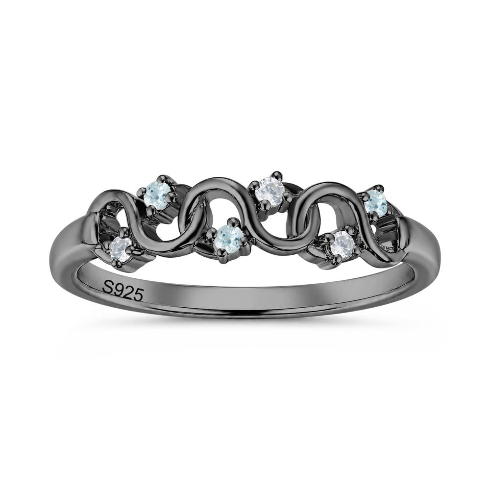 Cubic Zirconia and London Blue Topaz Twisted Infinity Wedding Band Ring - LUO Jewelry #gemstone_Aquamarine and Cubic Zirconia
