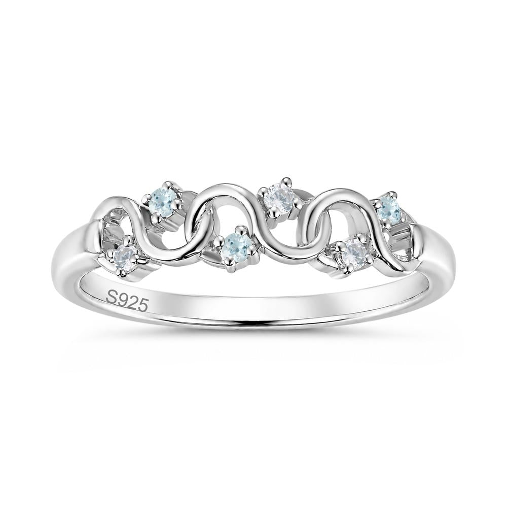 Cubic Zirconia and London Blue Topaz Twisted Infinity Wedding Band Ring - LUO Jewelry #gemstone_Aquamarine and Cubic Zirconia