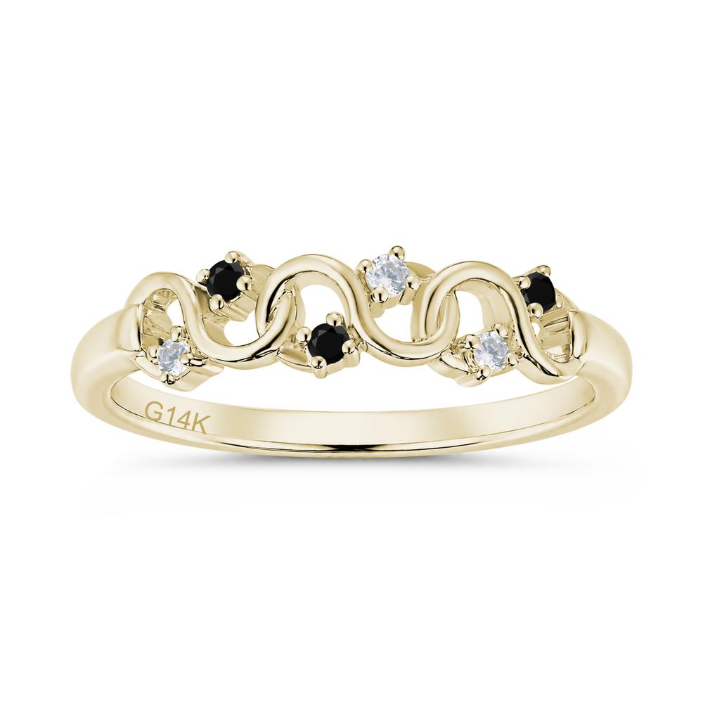 Cubic Zirconia and London Blue Topaz Twisted Infinity Wedding Band Ring - LUO Jewelry #gemstone_Black Spinel and Cubic Zirconia