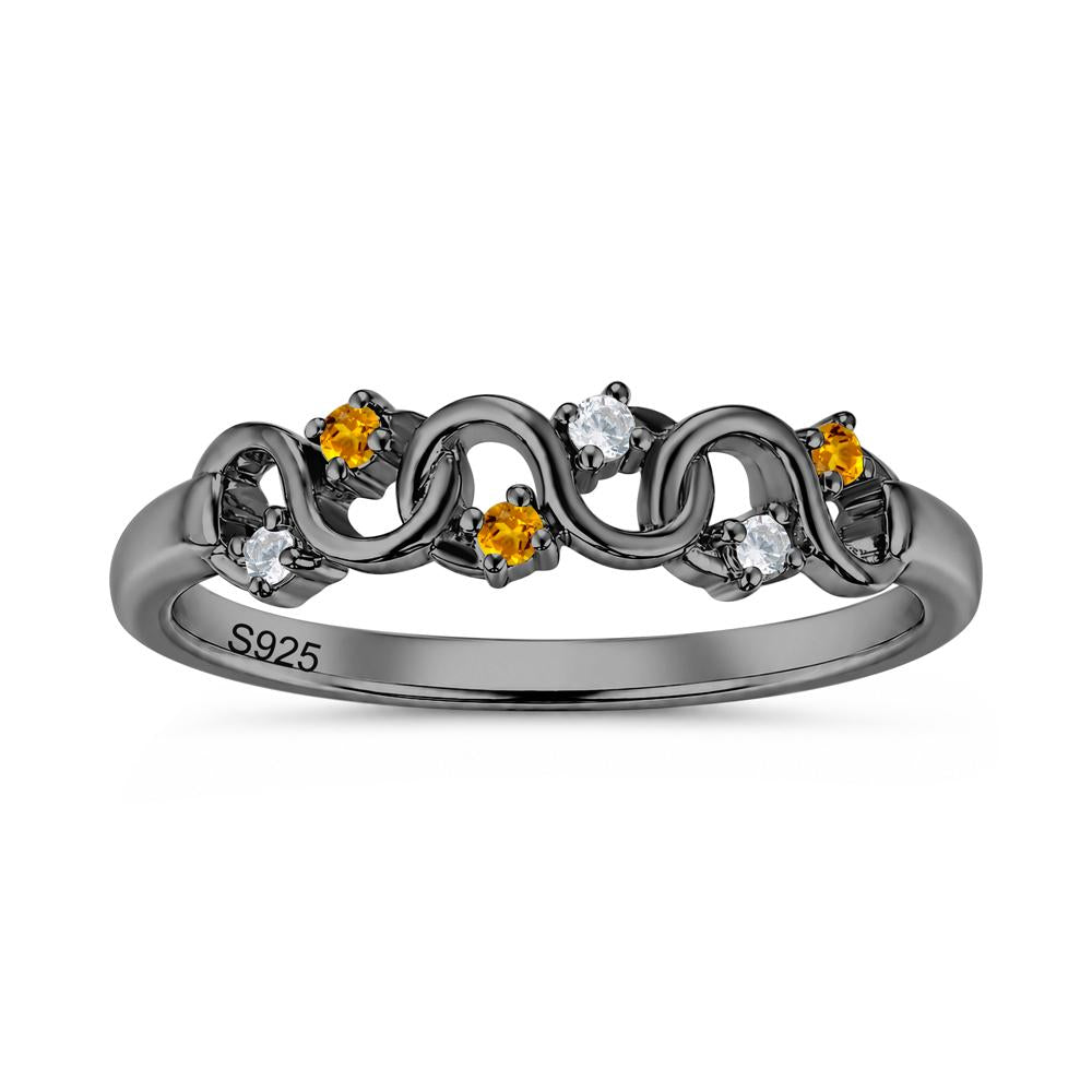 Cubic Zirconia and London Blue Topaz Twisted Infinity Wedding Band Ring - LUO Jewelry #gemstone_Citrine and Cubic Zirconia