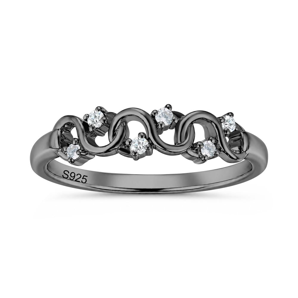 Cubic Zirconia and London Blue Topaz Twisted Infinity Wedding Band Ring - LUO Jewelry #gemstone_Cubic Zirconia and Diamond