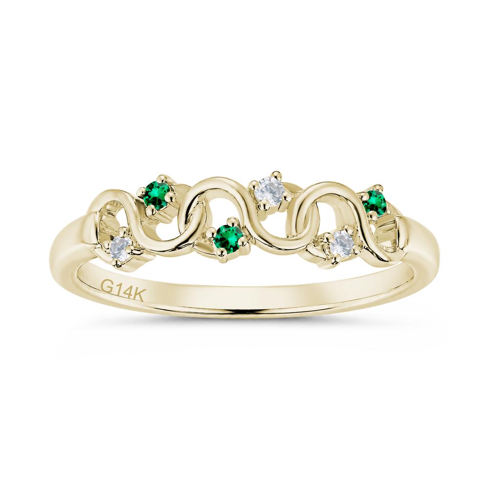 Cubic Zirconia and London Blue Topaz Twisted Infinity Wedding Band Ring - LUO Jewelry #gemstone_Cubic Zirconia and Emerald