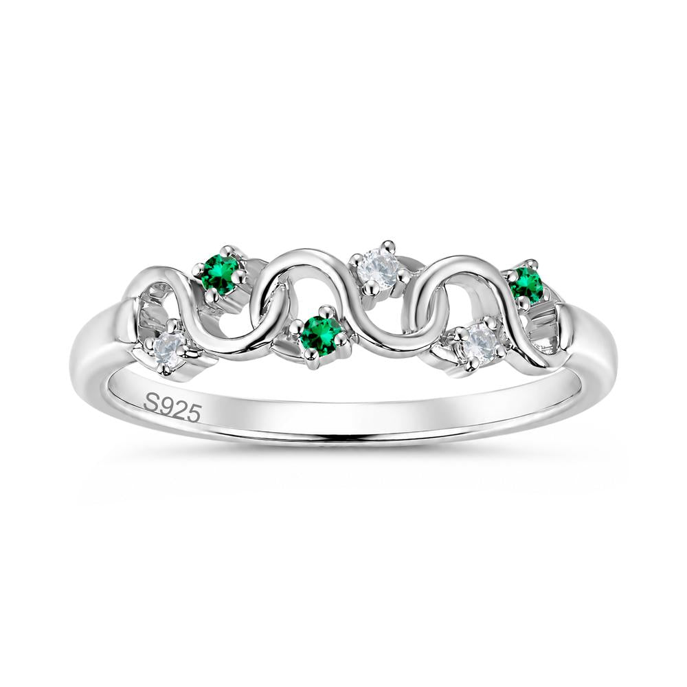 Cubic Zirconia and London Blue Topaz Twisted Infinity Wedding Band Ring - LUO Jewelry #gemstone_Cubic Zirconia and Emerald