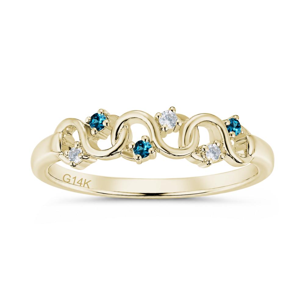 Cubic Zirconia and London Blue Topaz Twisted Infinity Wedding Band Ring - LUO Jewelry #gemstone_Cubic Zirconia and London Blue Topaz