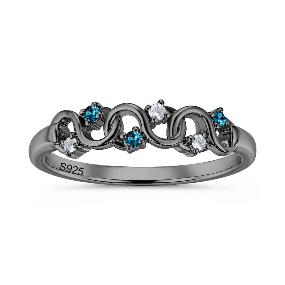 Cubic Zirconia and London Blue Topaz Twisted Infinity Wedding Band Ring - LUO Jewelry #gemstone_Cubic Zirconia and London Blue Topaz