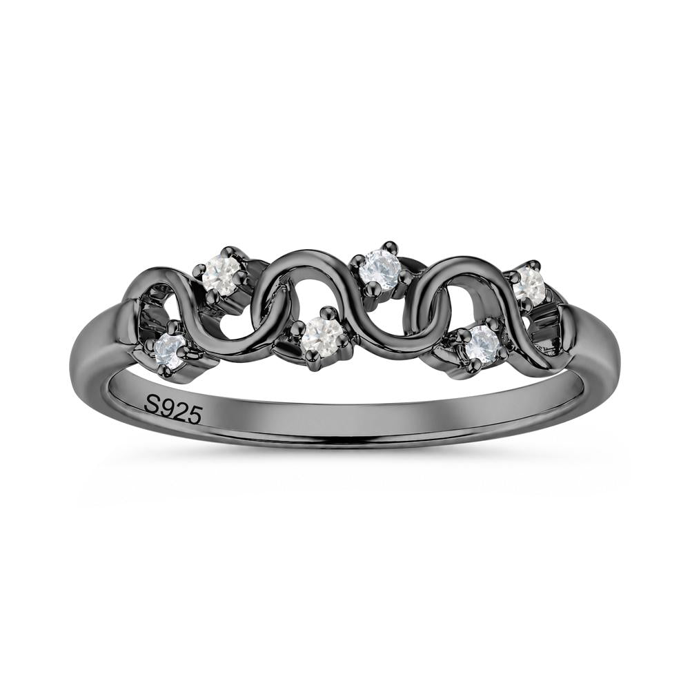 Cubic Zirconia and London Blue Topaz Twisted Infinity Wedding Band Ring - LUO Jewelry #gemstone_Cubic Zirconia and Moissanite