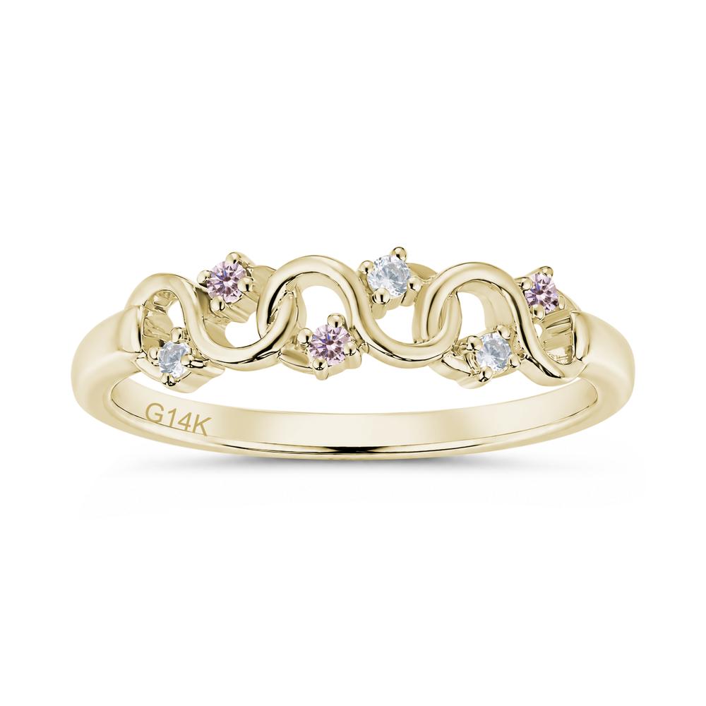 Cubic Zirconia and London Blue Topaz Twisted Infinity Wedding Band Ring - LUO Jewelry #gemstone_Cubic Zirconia and Pink Cubic Zirconia