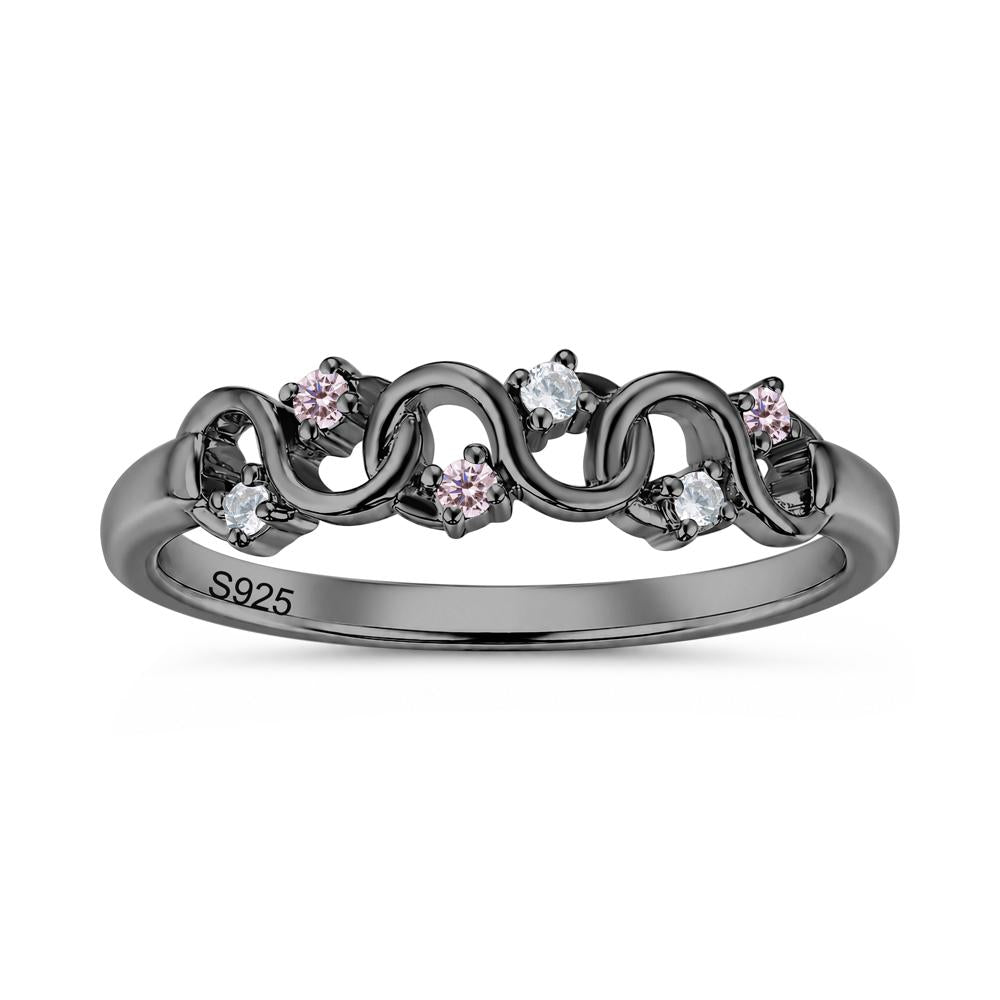 Cubic Zirconia and London Blue Topaz Twisted Infinity Wedding Band Ring - LUO Jewelry #gemstone_Cubic Zirconia and Pink Cubic Zirconia