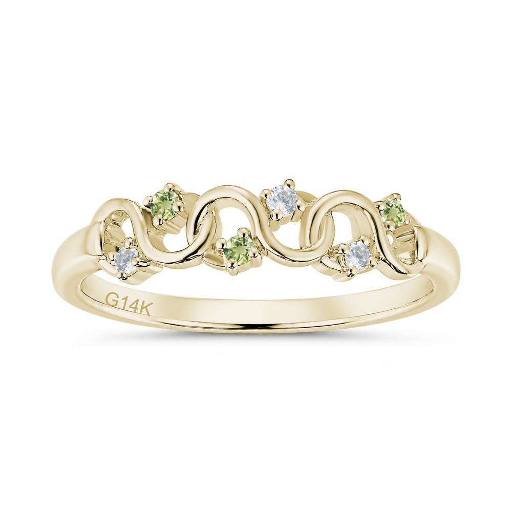 Cubic Zirconia and London Blue Topaz Twisted Infinity Wedding Band Ring - LUO Jewelry #gemstone_Cubic Zirconia and Peridot