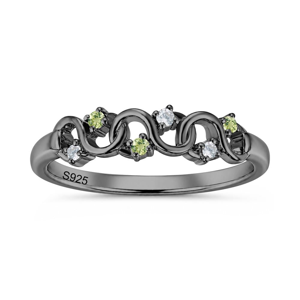 Cubic Zirconia and London Blue Topaz Twisted Infinity Wedding Band Ring - LUO Jewelry #gemstone_Cubic Zirconia and Peridot