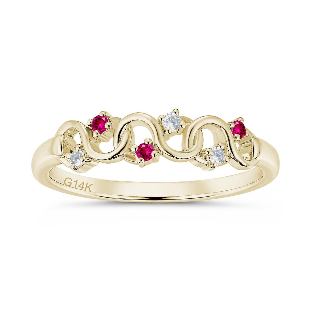 Cubic Zirconia and London Blue Topaz Twisted Infinity Wedding Band Ring - LUO Jewelry #gemstone_Cubic Zirconia and Ruby