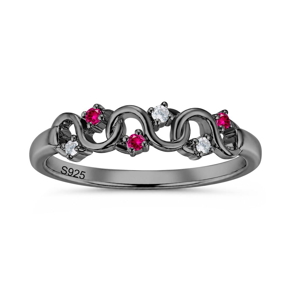 Cubic Zirconia and London Blue Topaz Twisted Infinity Wedding Band Ring - LUO Jewelry #gemstone_Cubic Zirconia and Ruby