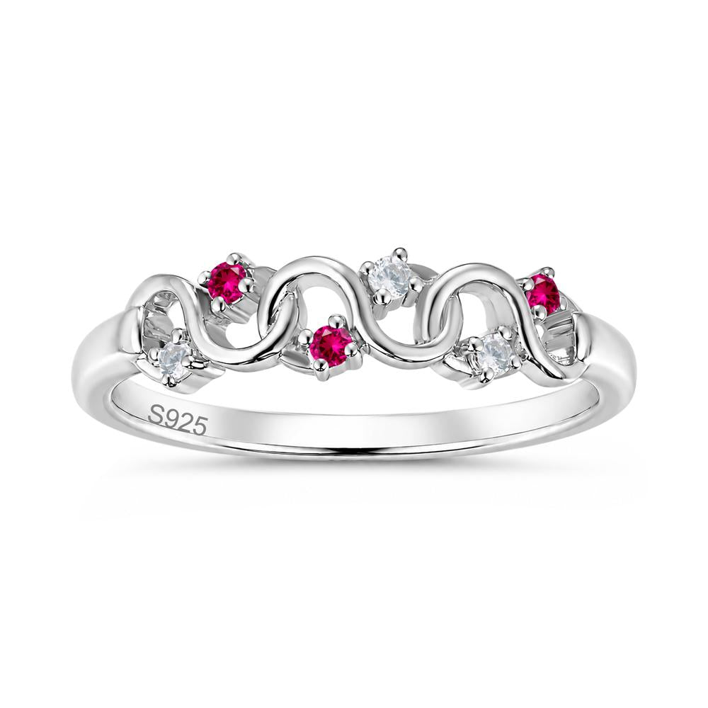 Cubic Zirconia and London Blue Topaz Twisted Infinity Wedding Band Ring - LUO Jewelry #gemstone_Cubic Zirconia and Ruby