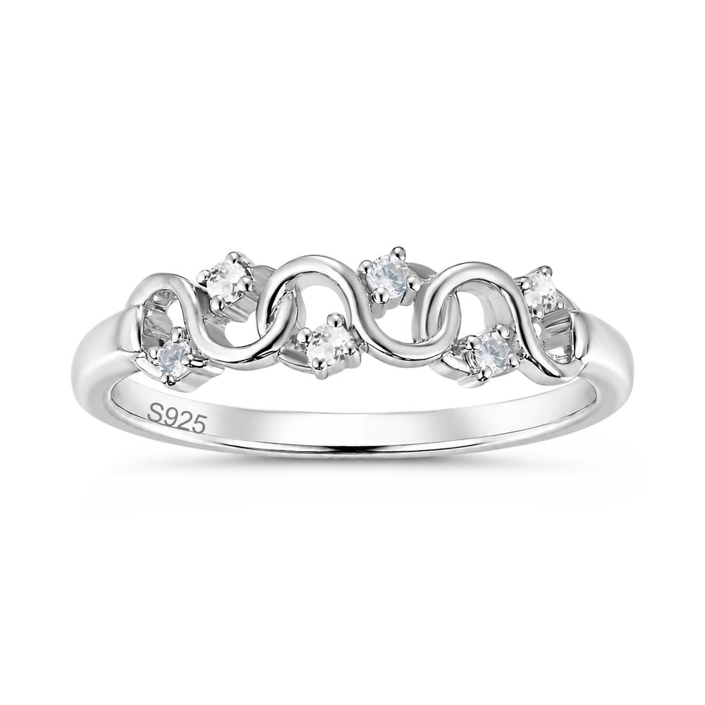 Cubic Zirconia and London Blue Topaz Twisted Infinity Wedding Band Ring - LUO Jewelry #gemstone_Cubic Zirconia and White Topaz