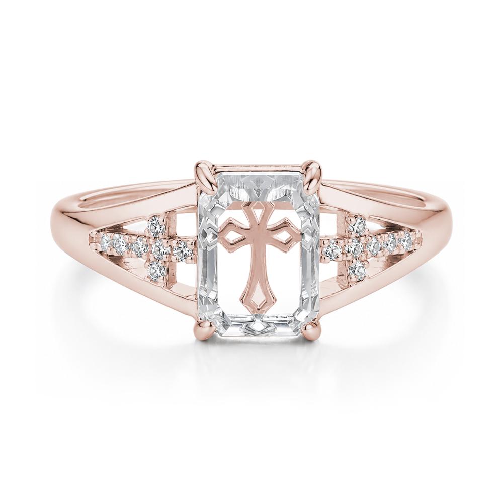 Portrait Cut Clear Quartz Cross Ring - LUO Jewelry #gemstone_Clear Quartz