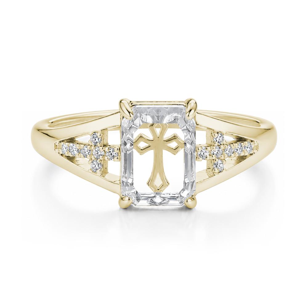 Portrait Cut Clear Quartz Cross Ring - LUO Jewelry #gemstone_Clear Quartz