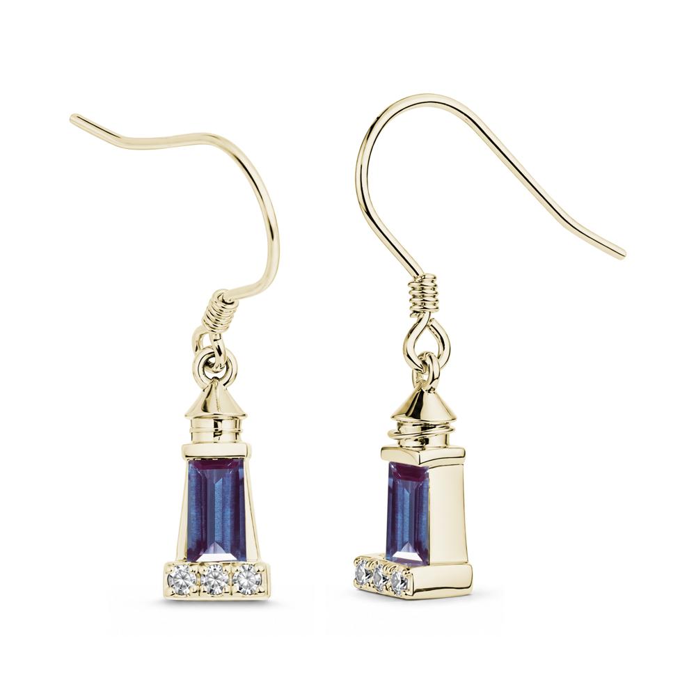 Rectangle Cut Smoky Quartz Lighthouse Earrings - LUO Jewelry #gemstone_Alexandrite