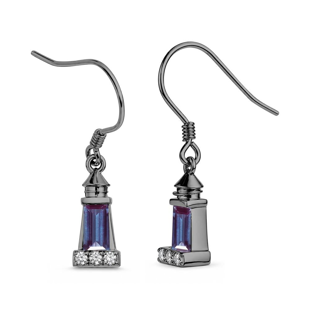 Rectangle Cut Smoky Quartz Lighthouse Earrings - LUO Jewelry #gemstone_Alexandrite