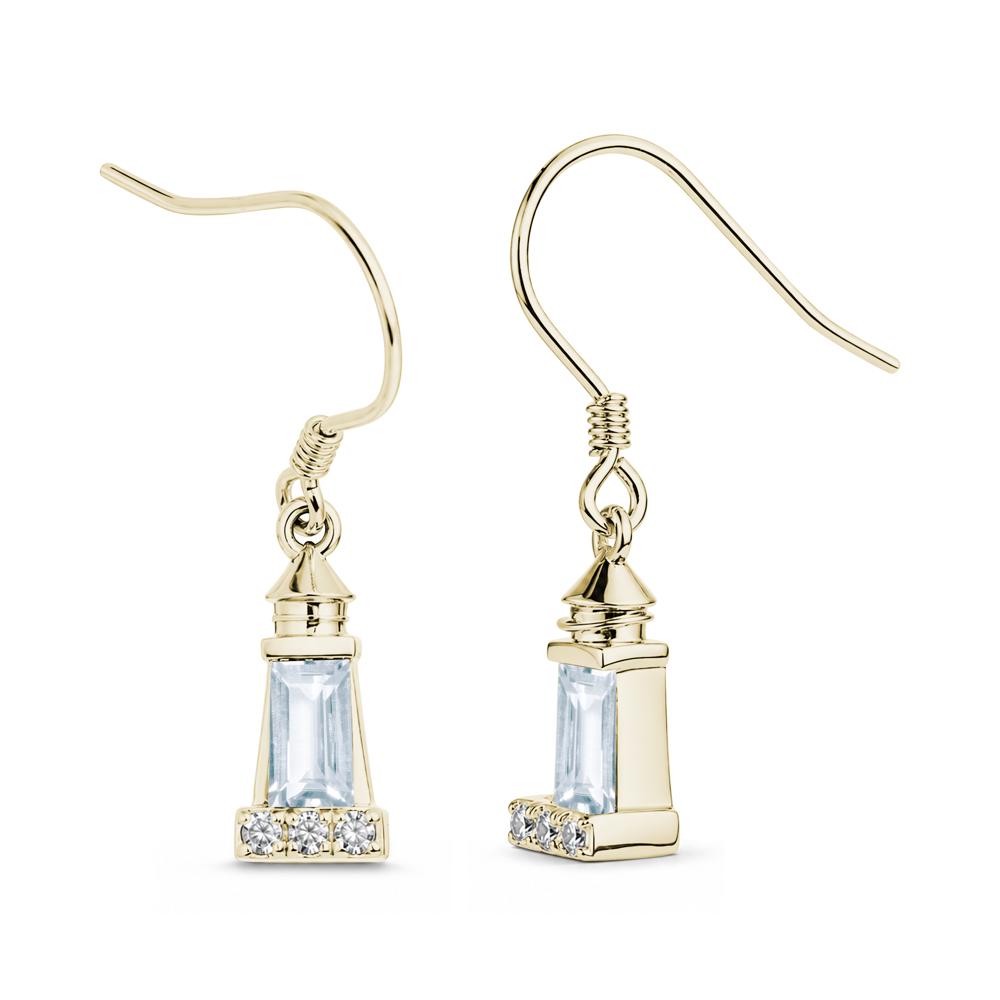Rectangle Cut Smoky Quartz Lighthouse Earrings - LUO Jewelry #gemstone_Aquamarine
