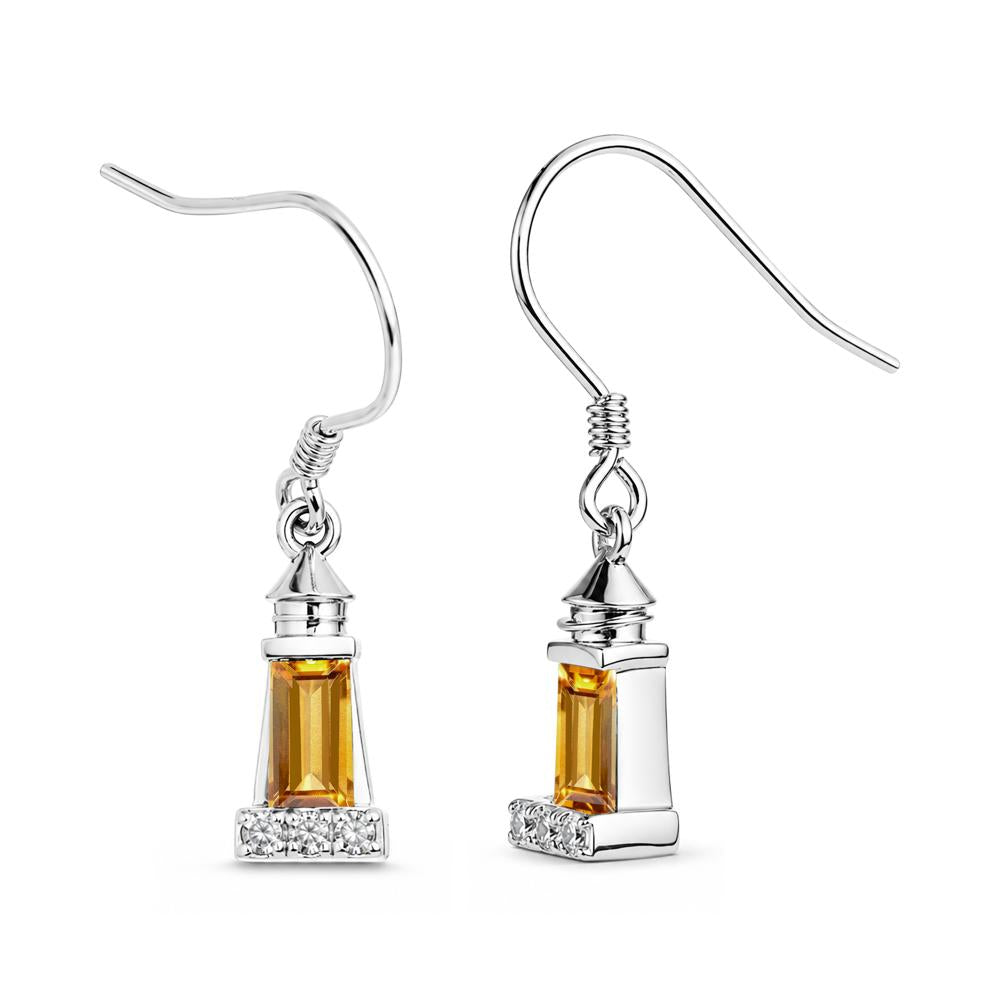 Rectangle Cut Smoky Quartz Lighthouse Earrings - LUO Jewelry #gemstone_Citrine
