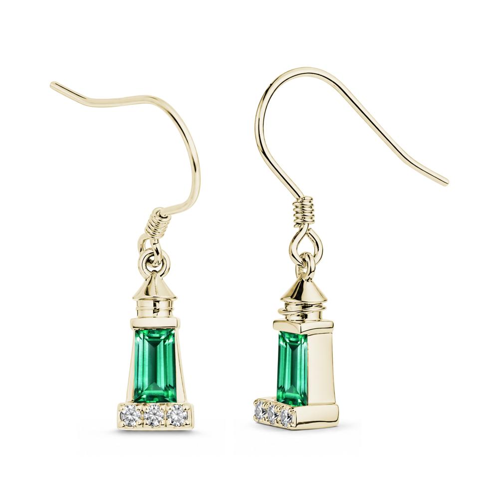 Rectangle Cut Smoky Quartz Lighthouse Earrings - LUO Jewelry #gemstone_Emerald
