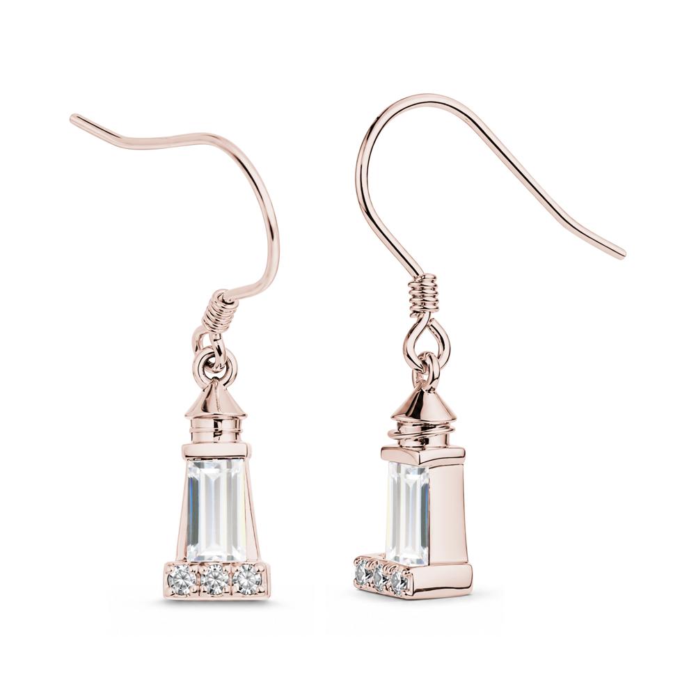 Rectangle Cut Smoky Quartz Lighthouse Earrings - LUO Jewelry #gemstone_Moissanite