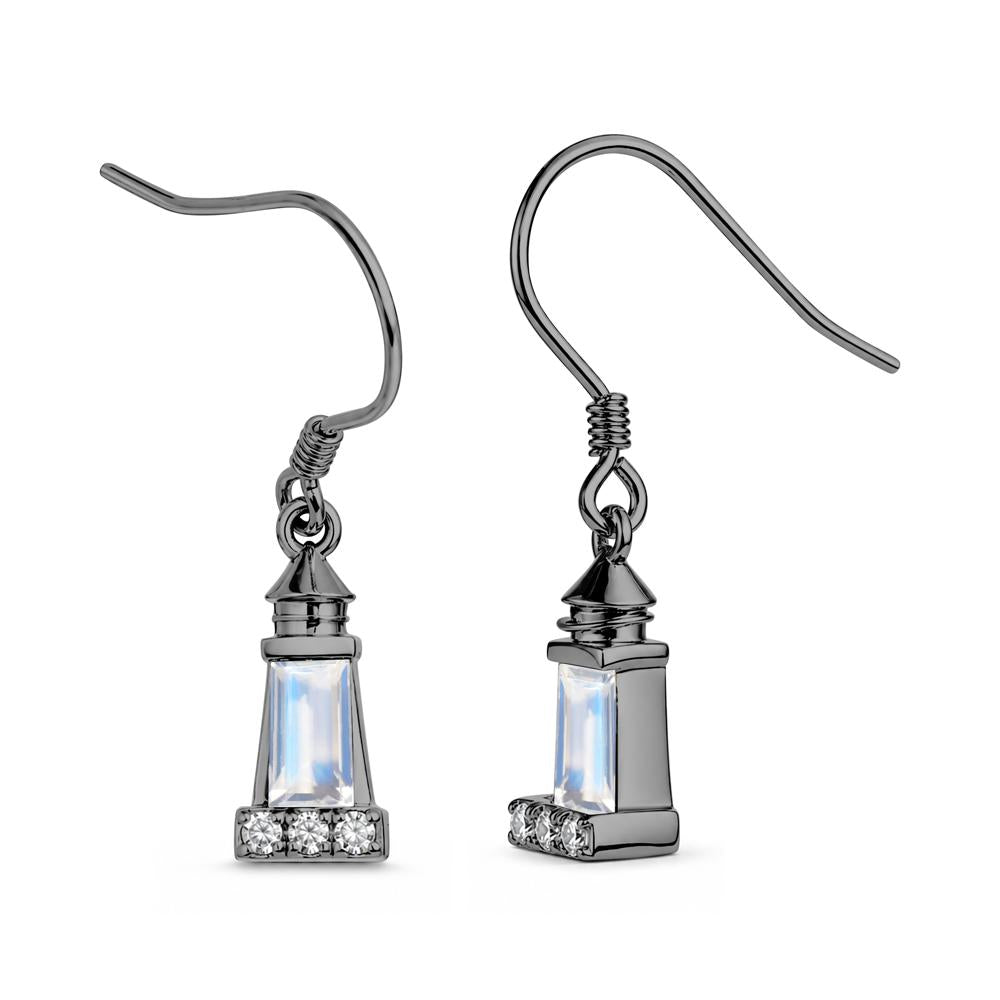 Rectangle Cut Smoky Quartz Lighthouse Earrings - LUO Jewelry #gemstone_Moonstone
