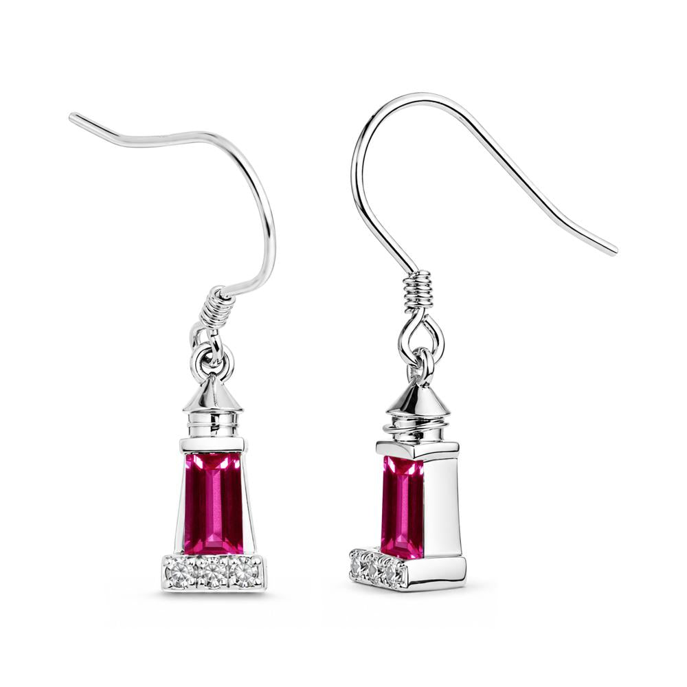 Rectangle Cut Smoky Quartz Lighthouse Earrings - LUO Jewelry #gemstone_Ruby