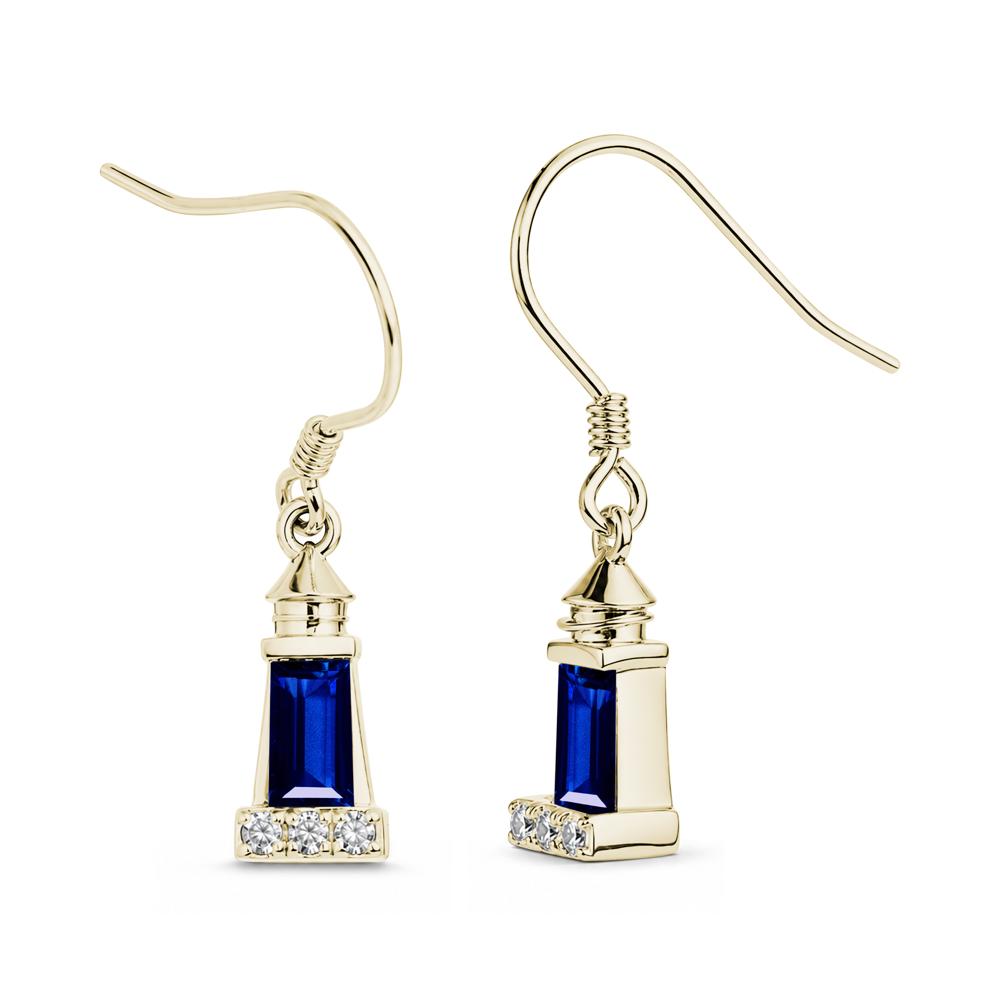 Rectangle Cut Smoky Quartz Lighthouse Earrings - LUO Jewelry #gemstone_Sapphire