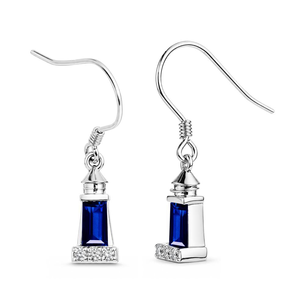 Rectangle Cut Smoky Quartz Lighthouse Earrings - LUO Jewelry #gemstone_Sapphire