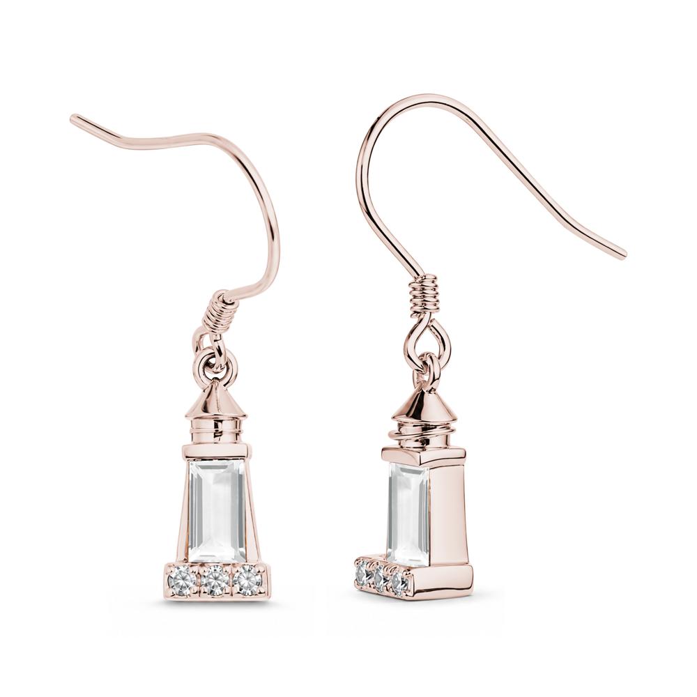 Rectangle Cut Smoky Quartz Lighthouse Earrings - LUO Jewelry #gemstone_White Topaz