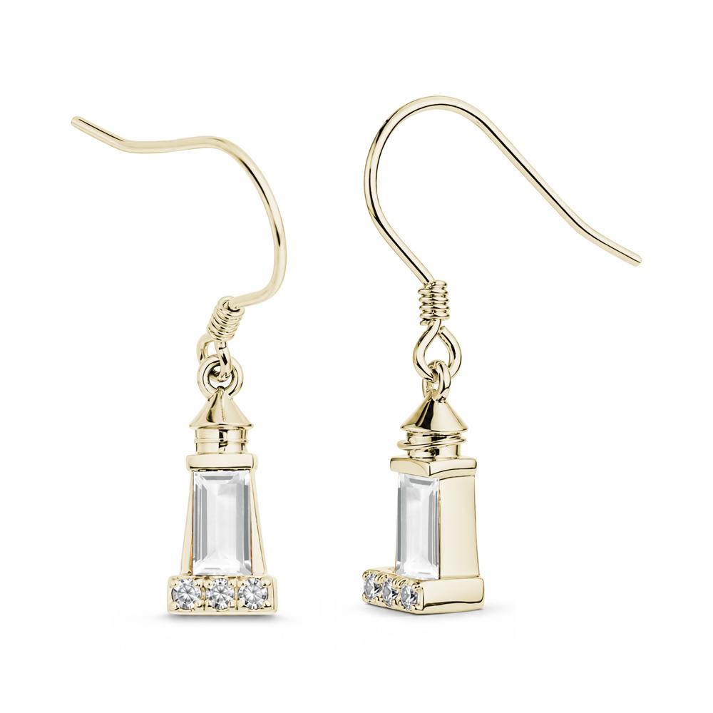 Rectangle Cut Smoky Quartz Lighthouse Earrings - LUO Jewelry #gemstone_White Topaz
