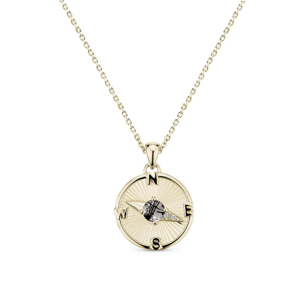 Alexandrite Compass Pendant Necklace for Women - LUO Jewelry #gemstone_Black Rutilated Quartz