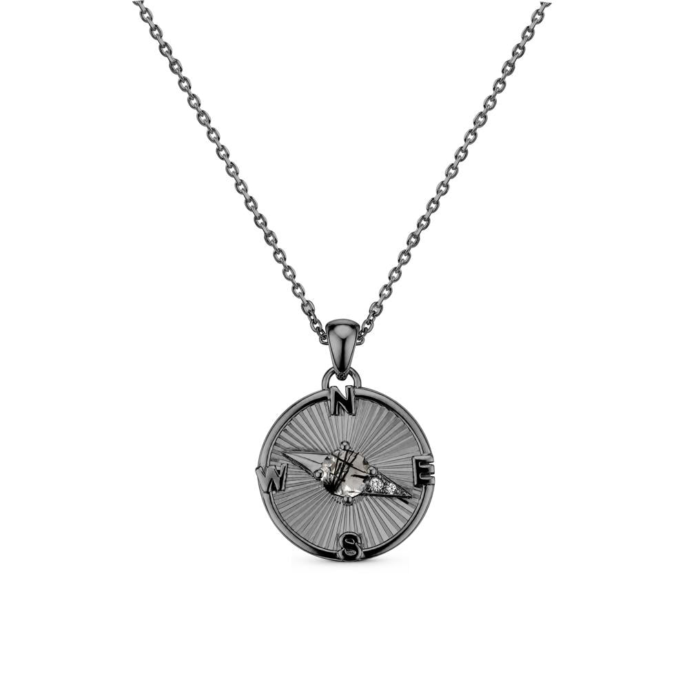 Alexandrite Compass Pendant Necklace for Women - LUO Jewelry #gemstone_Black Rutilated Quartz