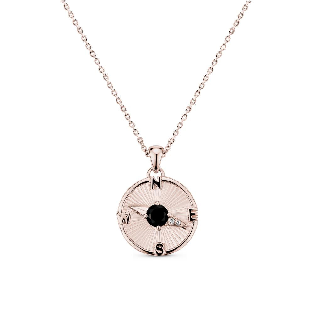 Alexandrite Compass Pendant Necklace for Women - LUO Jewelry #gemstone_Black Spinel