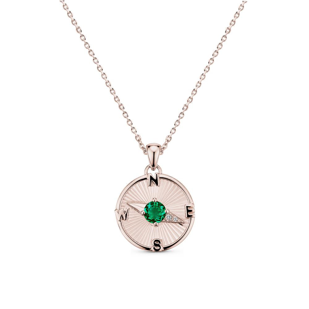 Alexandrite Compass Pendant Necklace for Women - LUO Jewelry #gemstone_Emerald