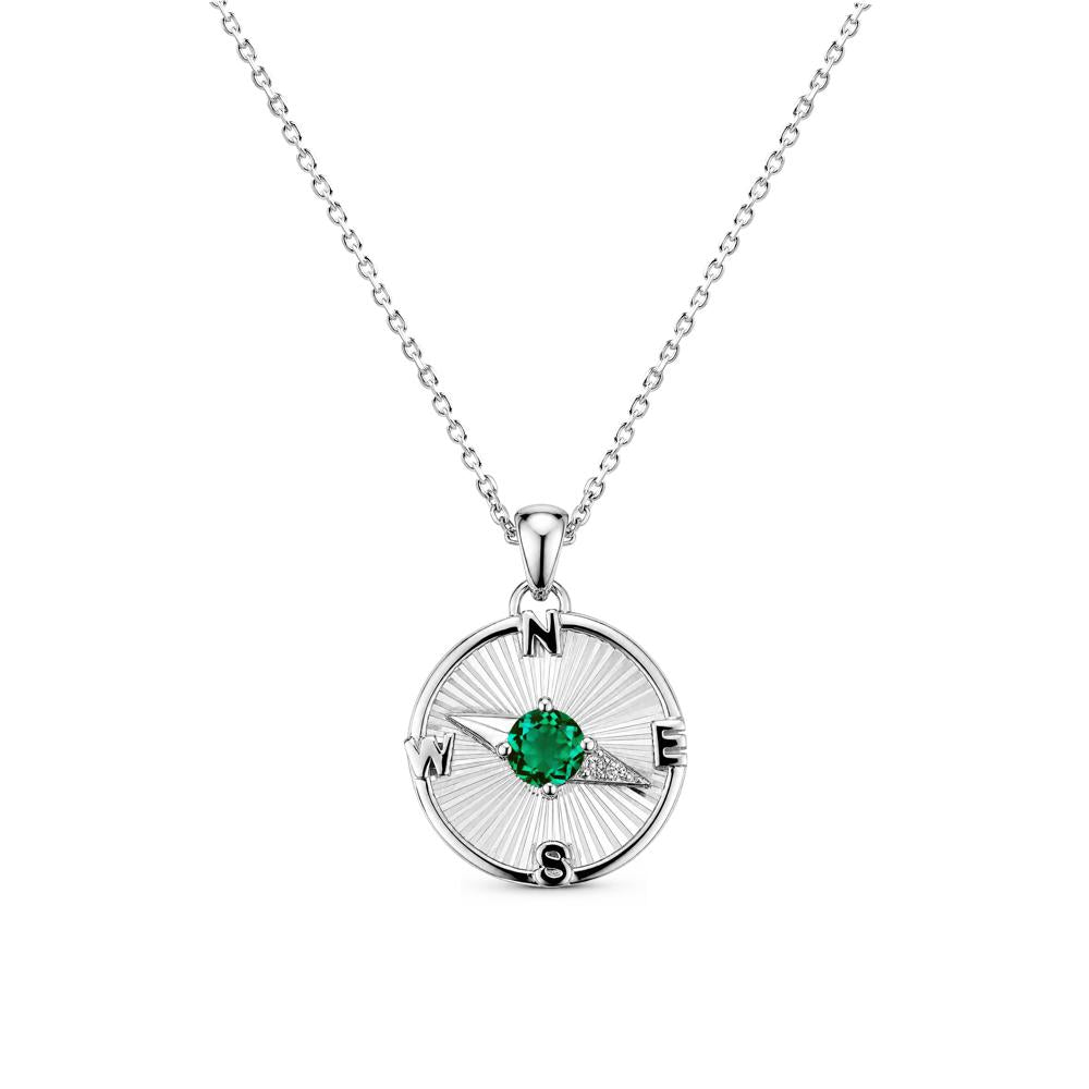 Alexandrite Compass Pendant Necklace for Women - LUO Jewelry #gemstone_Emerald