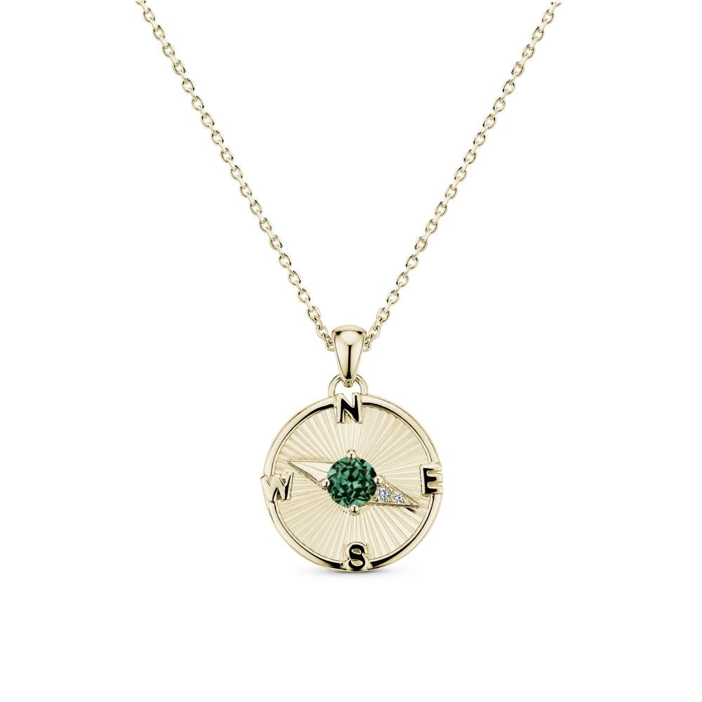 Alexandrite Compass Pendant Necklace for Women - LUO Jewelry #gemstone_Green Sapphire