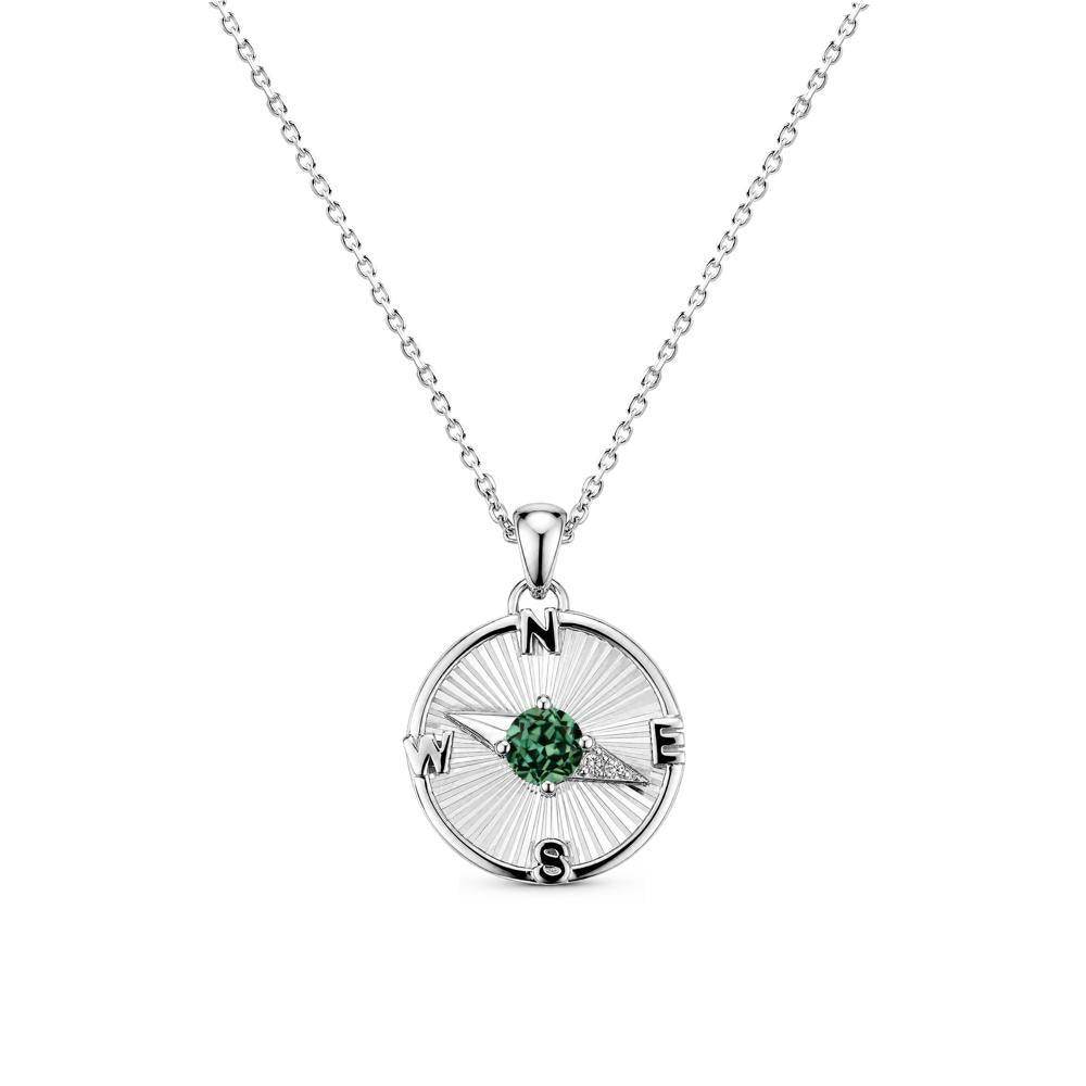 Alexandrite Compass Pendant Necklace for Women - LUO Jewelry #gemstone_Green Sapphire