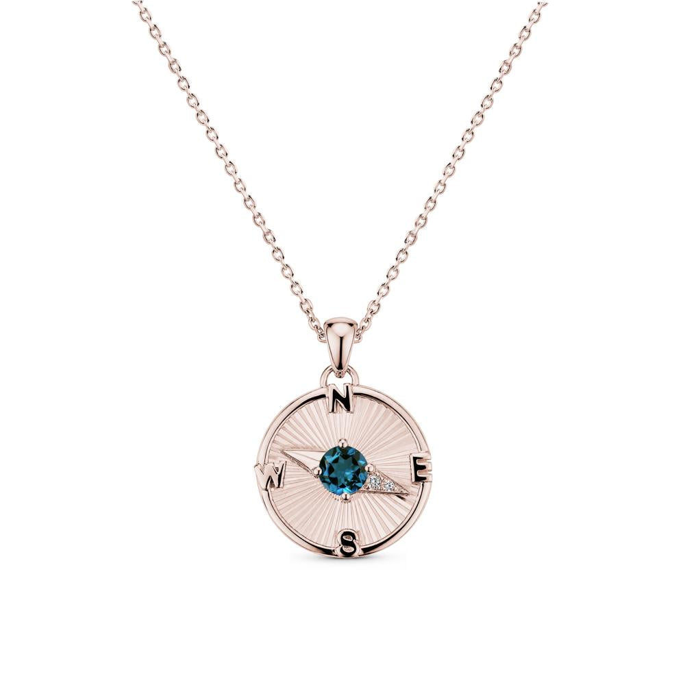 Alexandrite Compass Pendant Necklace for Women - LUO Jewelry #gemstone_London Blue Topaz