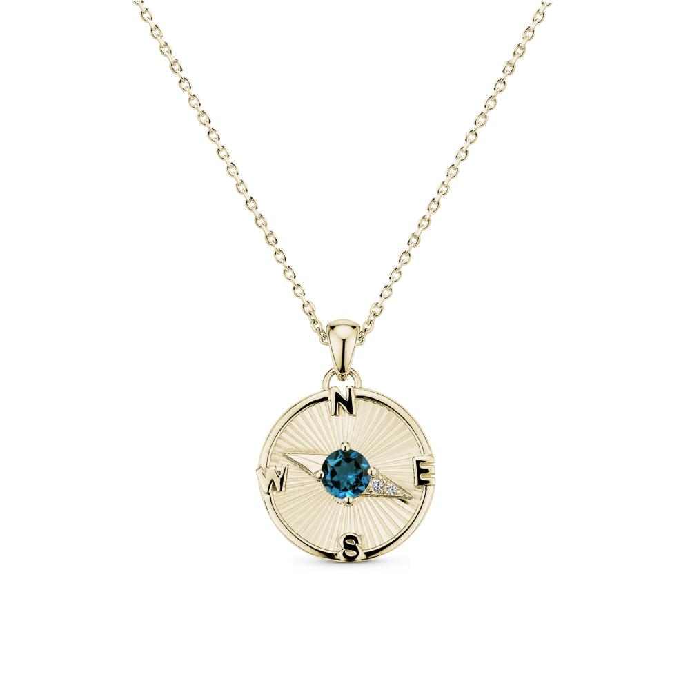 Alexandrite Compass Pendant Necklace for Women - LUO Jewelry #gemstone_London Blue Topaz